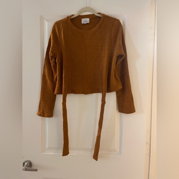 J.O.A. NWOT Women's Rust Colored Tie Front Long-Sleeved Sweater Size Small‎ - Picture 2 of 5